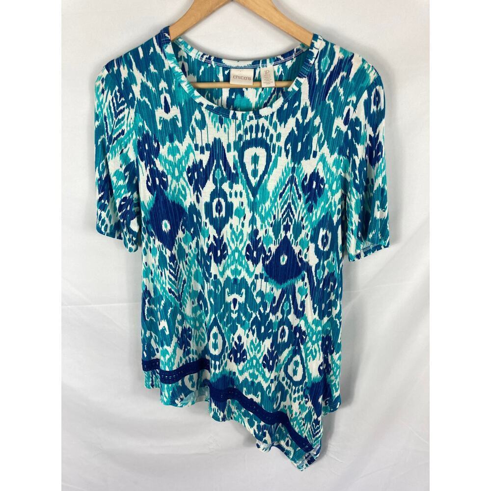 Chicos Paisley Patterned Asymmetrical Blouse Size 1P / Medium Petite